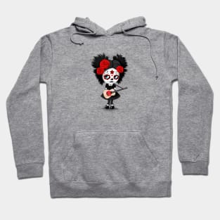 Sugar Skull Girl Playing Japanese Flag Guitar Hoodie